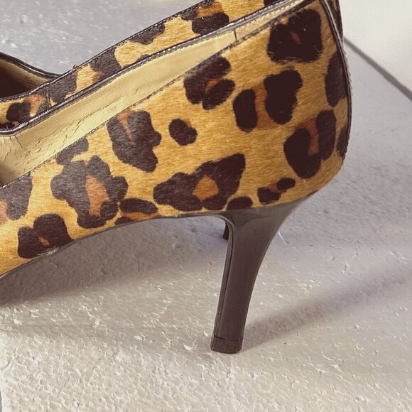 Antonio Melani SZ9 Leopard calf hair leather heels Chic Old Money Timeless - Picture 7 of 10